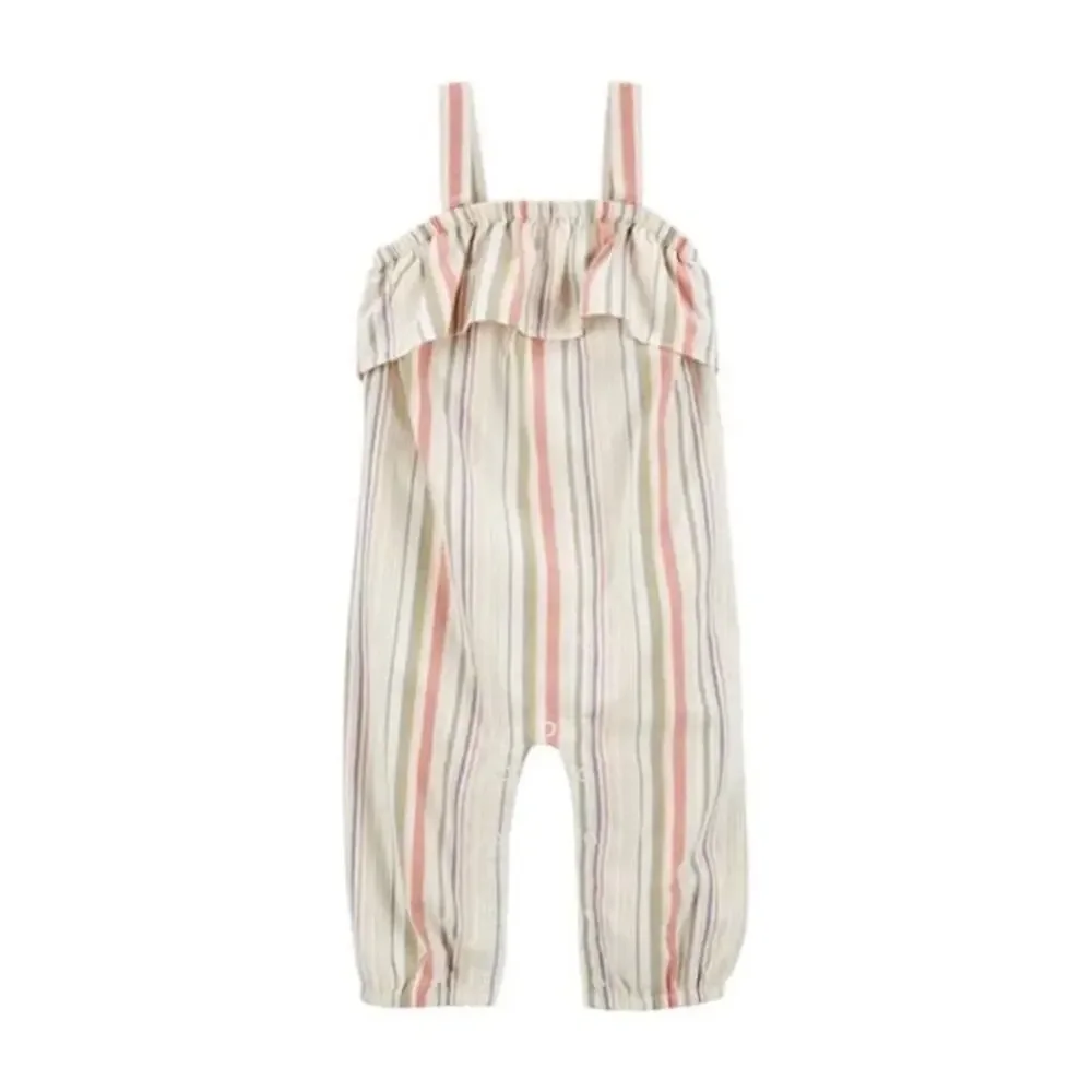 NEW CARTERS Baby Girls Ruffle Twill Jumpsuit Size 3 Months